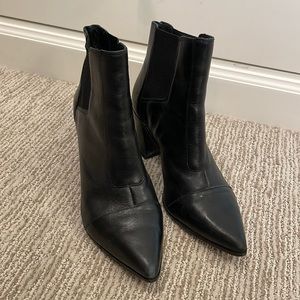 Black leather ankle booties